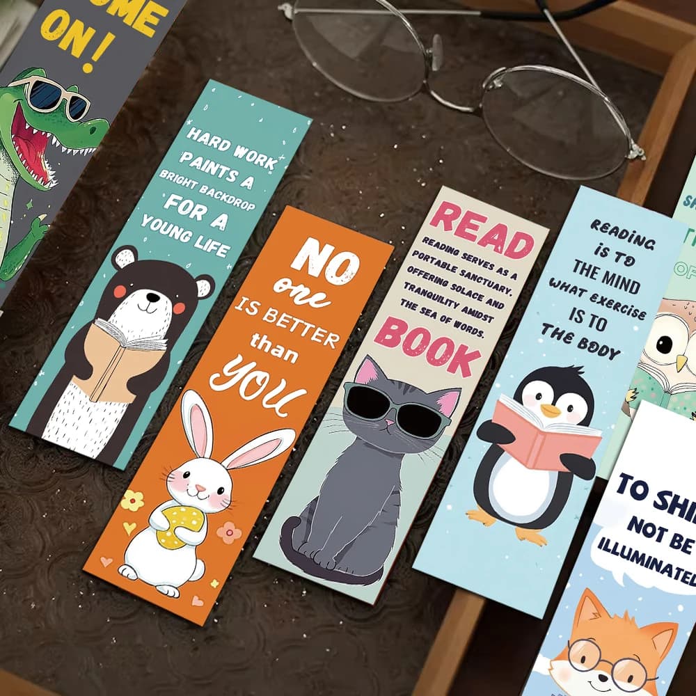 30 pezzi Segnalibri per lettura di animali Annotazioni Decorazione Pagina creativa Manuale di lettura Segnalibro di carte per studenti viventi astratti fai-da-te