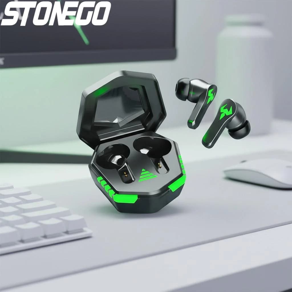 Auricolari da gioco TWS, auricolari Bluetooth wireless con microfono, suono surround stereo 9D, auricolari in-ear per telefono cellulare