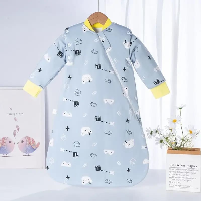 Children's sleeping bag integrated in the shape of U Autumn Winter Cotton interlayer Children's sleeping bag Detachable sleeves Children's sleeping bag