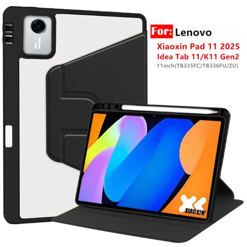 Custodia Girevole in Acrilico con Slot per Penna per Lenovo Xiaoxin Pad 11 2025 2024 Idea Tab 11/K11 Gen2 M11 - Cover TB335FC/TB336ZU