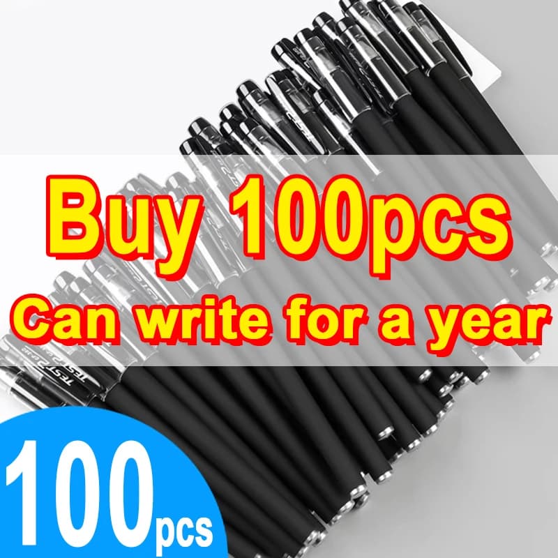 Set di penne gel da 10/100 pezzi 0,5 mm Scrittura liscia per studenti Esami Materiale scolastico per ufficio Perfetto per adulti aziendali