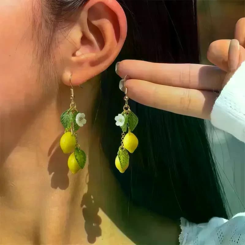 Earrings Personalized Lemon with Long Tassel Summer Fruit Dangle Versatile Bohemian Jewelry Gift for Women