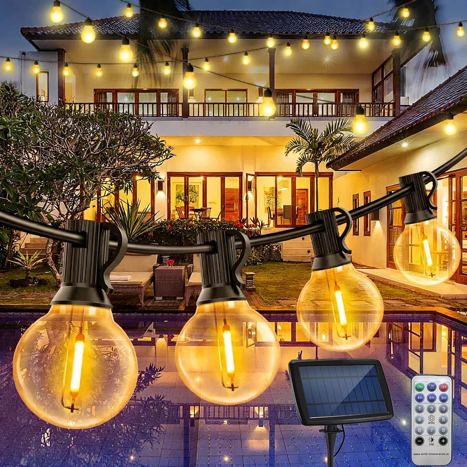 Lampada solare sferica G40 lampadina esterna impermeabile striscia di luce telecomando giardino e cortile decorazione da campeggio luce