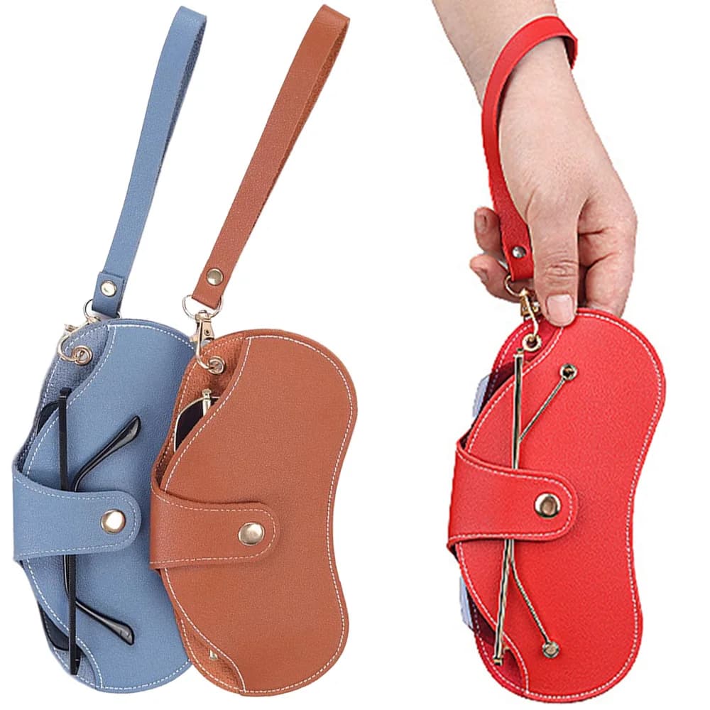Portable Glasses Bag Soft Leather Sunglasses Pouch Slim Fashion Glasses Case Holder Glasses Organizer Travel Sunglasses Pouch