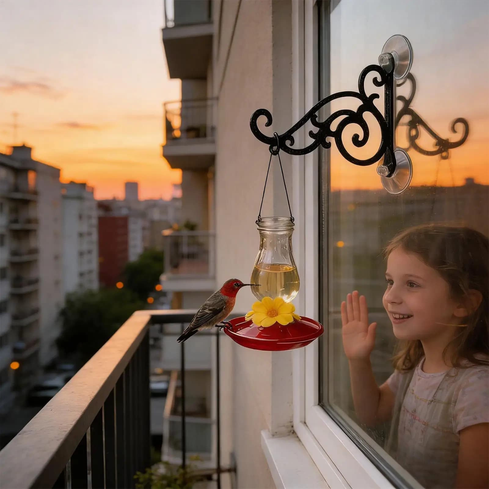 Supporto per Mangiatoia per Uccelli con Ventosa, Gancio per Finestra, Balcone, Giardino, Ringhiera, Recinzione, Dispenser per Acqua