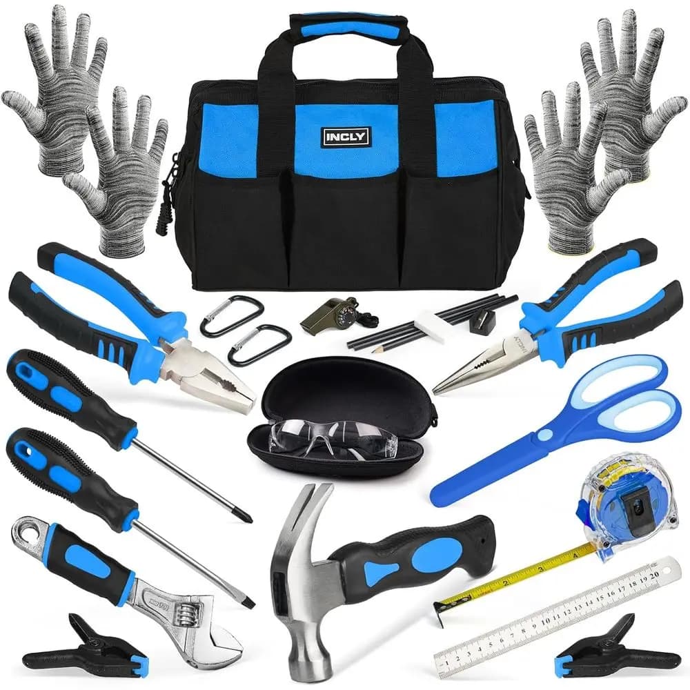 Set di Attrezzi per Bambini da 24 Pezzi con Borsa, Veri Utensili Manuali per Ragazzi, Strumenti Educativi per Costruzioni e Lavorazione del Legno