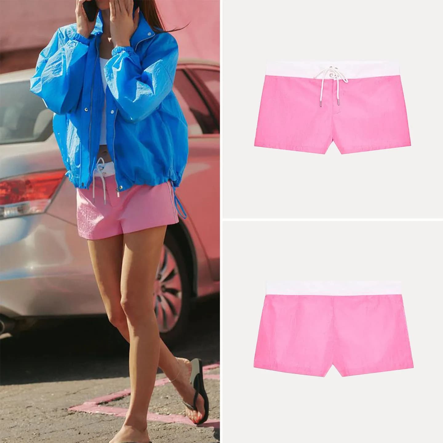 Fashionable Belted Short Pants for Women Summer 2026 Contrast Color Trim Straight Leg mid Waist Trousers by ZADATA