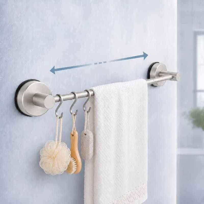 No Drill Suction Cup Towel Bar Wall Mounted Towel Rack for Bathroom Home Shower Storage Hardware Supplies Hand Towel Bar