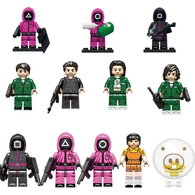Hot Toys Squid Game Anime Cartoon Mini Figures Mattoncini Giocattolo Bambole Blocchi da Costruzione Modellini Giocattolo da Assemblare Regali di Natale per Bambini