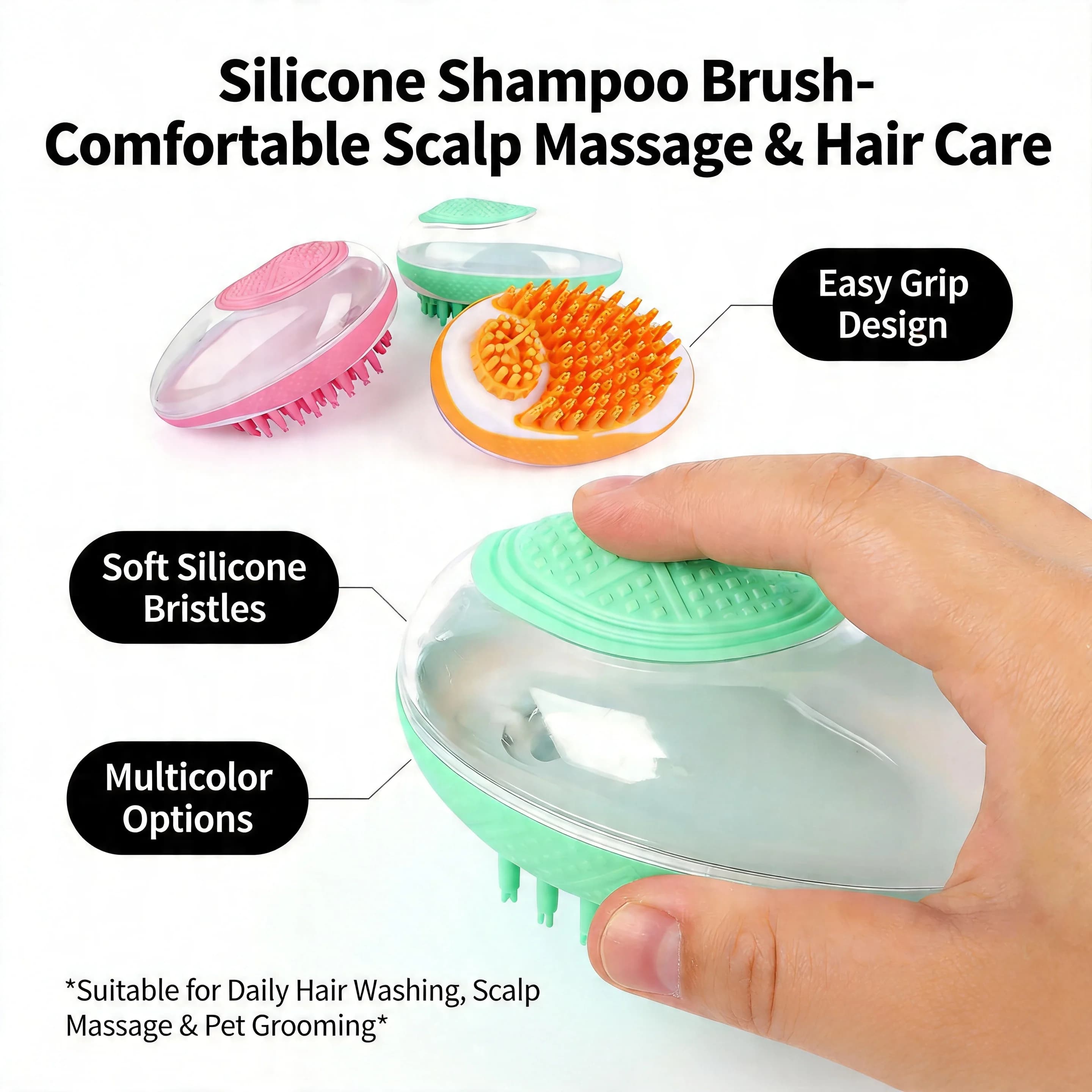 Spazzola 2-in-1 per il bagno e lo shampoo degli animali domestici – Spazzola per la toelettatura del cane e pettine massaggiante lenitivo, Spazzola massaggiante in silicone per gatti