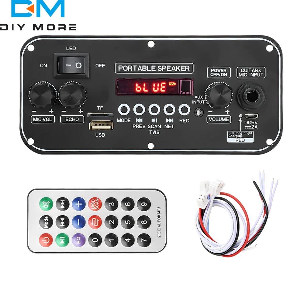 D152BT DC3.7-5V MP3 Bluetooth 5.1 Scheda di decodifica FM USB TF Scheda amplificatore altoparlante portatile 2*10W con amplificatore