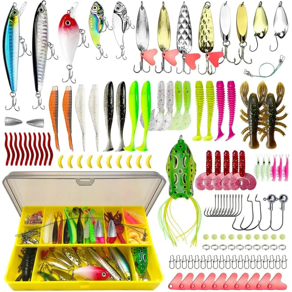 Premium bass fishing kit: soft baits, masks, artificial baits, fishing equipment box with fresh and salt water