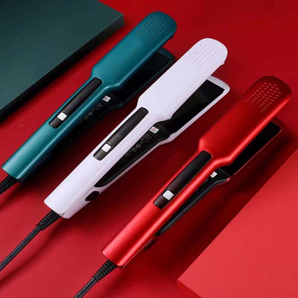 Spazzola Lisciante Professionale in Titanio con Display LCD, Ferro Arricciacapelli e Piastra per Capelli a Riscaldamento Rapido