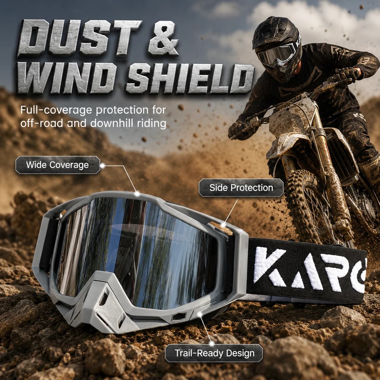 Motorcycle Motocross Goggles Anti Fog Dustproof UV400 Riding Glasses Impact Resistant ATV Dirt Bike MTB Ski Cycling Eyewear K336