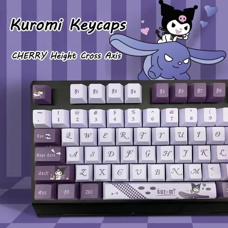 Set di Tasti Tematici Kuromi Cartoon, 157 Tasti Traslucidi per Tastiera Meccanica, Accessori PC in Materiale PBT, Profilo Cherry