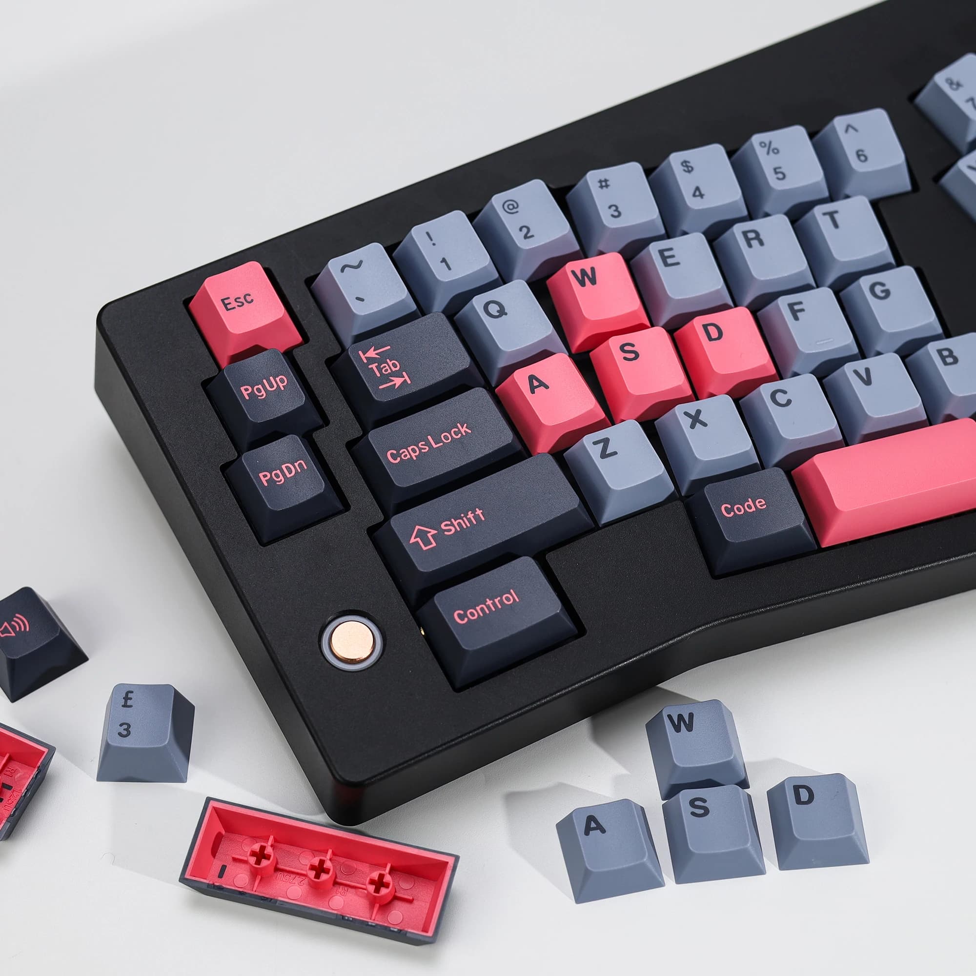 Set di Tasti KBDiy Double Shot PBT GMK 8008, 174 Tasti, Profilo Cherry, Personalizzati Rossi Retrò 1353 per Tastiera Meccanica
