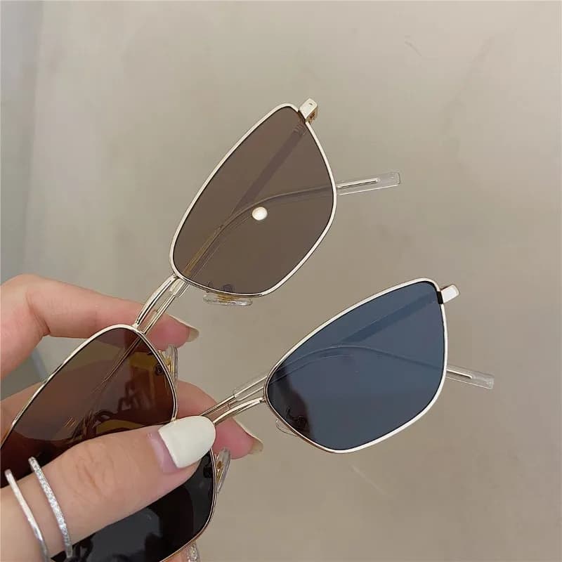 Brand Small Cat Eye Sunglasses Women Luxury Metal Frame Brown Sun Glasses Trendy UV400 Eyewear Shades Vintage Lentes De Sol