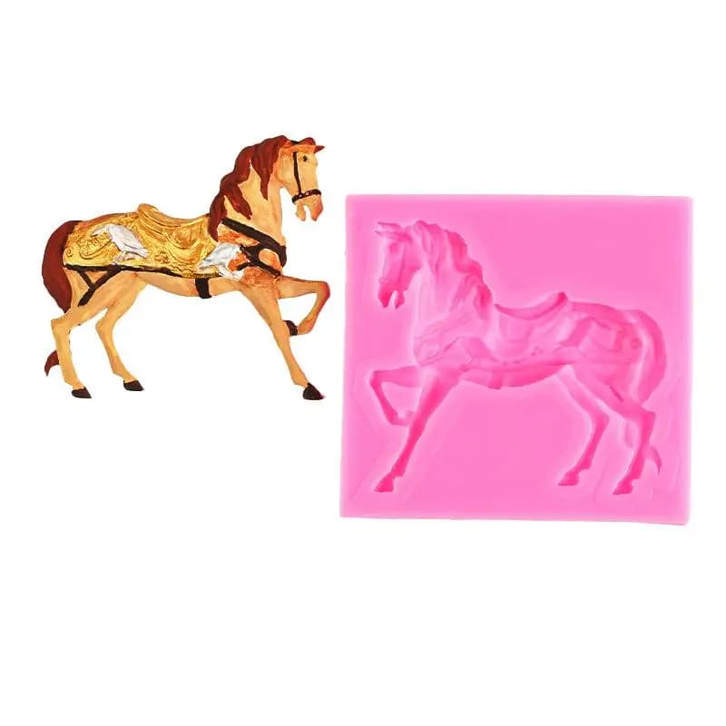 Stampi in Silicone a Forma di Cavallo in Corsa, Strumento per Decorazione Torte in Fondente, Cioccolato, Caramelle, Pasta di Gomma, Argilla Polimerica, Topper per Cupcake