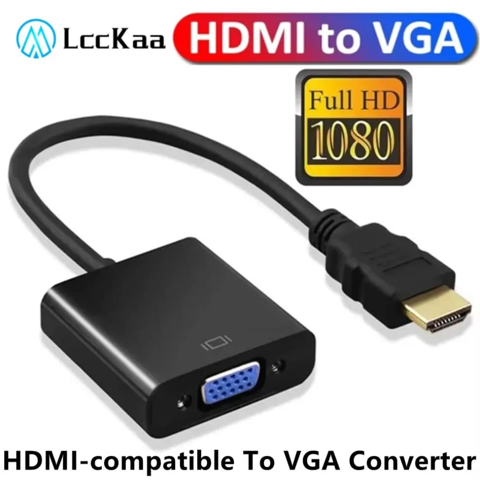 LccKaa compatible HDMI-VGA HD 1080P HDMI male adapter cable to VGA female digital analog converter for laptop TV