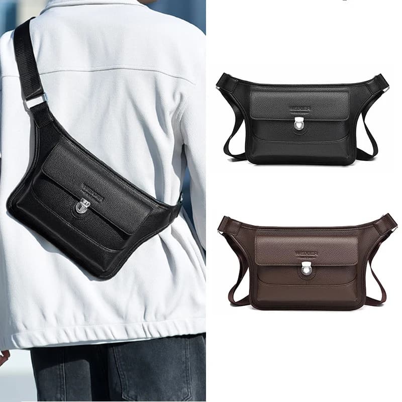 Borsa a tracolla in pelle PU per uomo Borsa a tracolla elegante Marsupio Borsa da cintura per soldi funzionale casual Borsa a tracolla alla moda per l'uso quotidiano
