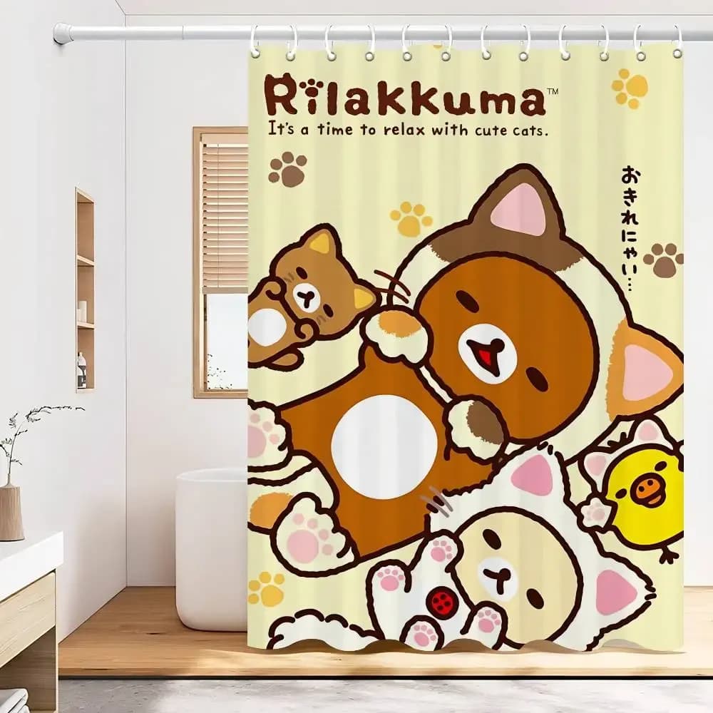 Shower Curtains Shower Curtain Funny Rilakkuma 1pc Polyester Waterproof Bathroom Partition Curtain Decoration Accessory