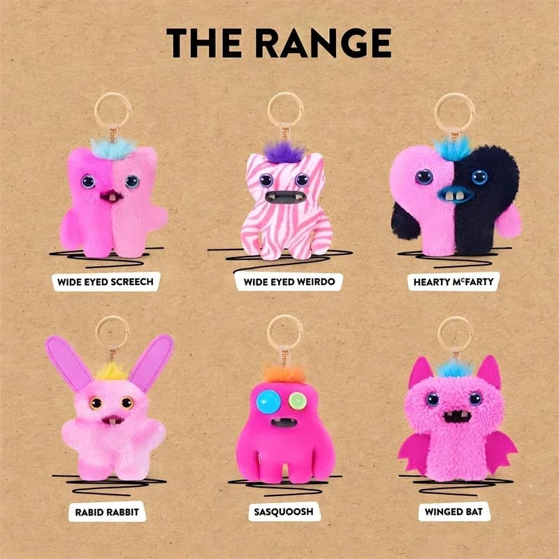 Fuggler Originale, Giocattoli di Peluche Mostro Divertente con Denti Straniere, Portachiavi, Bambole di Peluche Fugglers Baby Pinkles, Ciondolo per Borsa, Regali Confezionati Senza Scatola