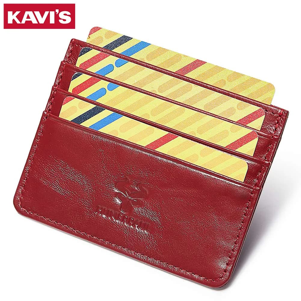 KAVIS Portafoglio porta carte sottile per uomo donna Porta carte di credito portatile in vera pelle Mini borsa per soldi unisex