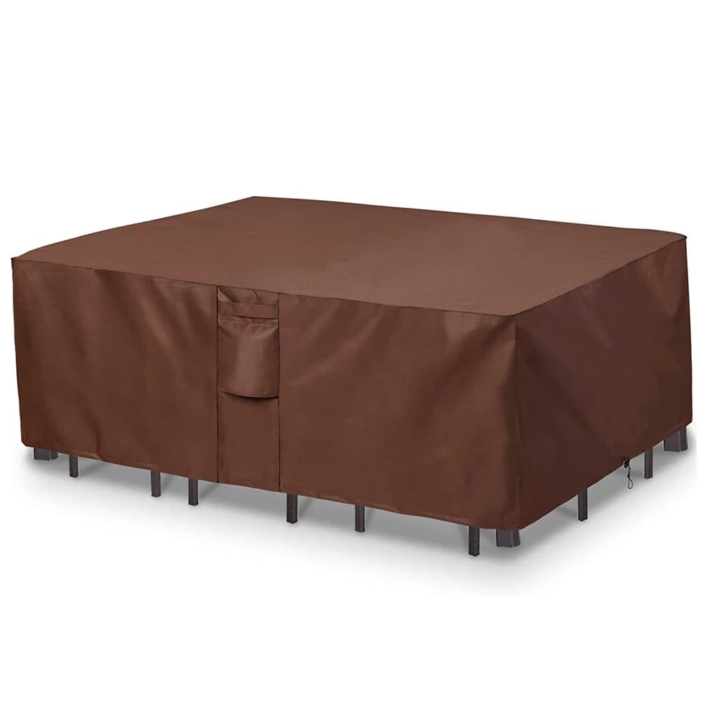 Brown 420D HEAVY DUTY Outdoor Waterproof Garden Furnishing Garden Rain Snow Cover UV windproof for sofa Table Chair