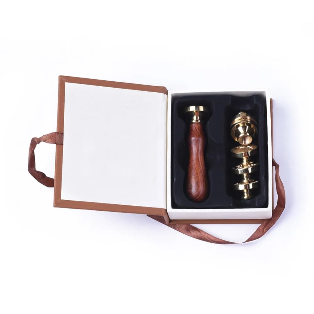 DIY Scrapbook Brass Seal Stamp and Wood Handle Sets Saddle Brown 119x99x43mm Stamp: 15x25mm
