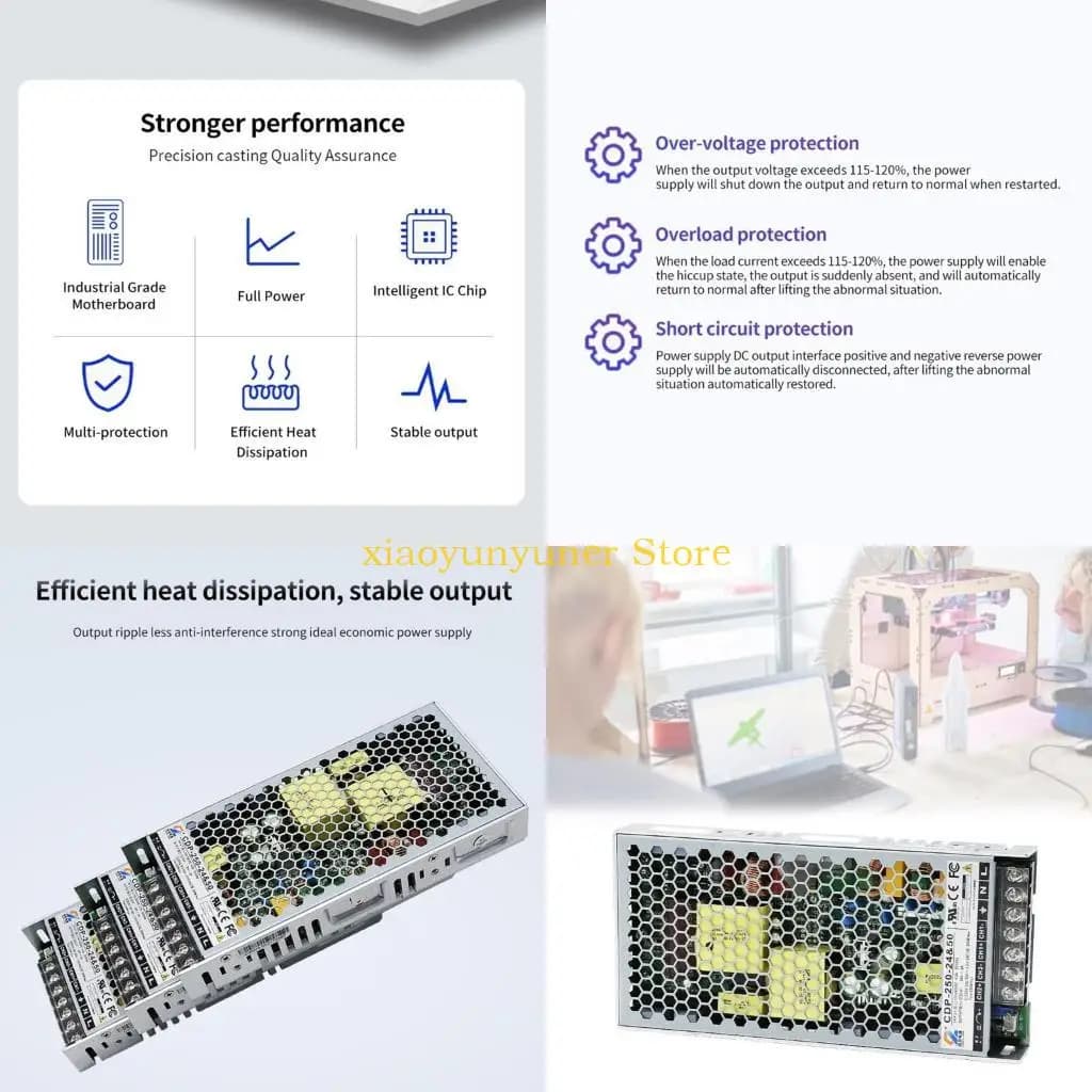 3D Printer Parts P9JB CDP-250-24 and 50 Original Power Supply 110 V 240 V Multiple Protections Efficient cooling