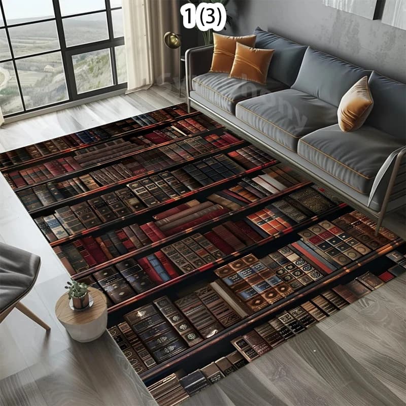 Tappeto Antiscivolo per Soggiorno a Tema Libreria Magica, Morbido Tappeto per Camera da Letto, Divano, Facile da Pulire, Zerbino, Tappetino da Gioco