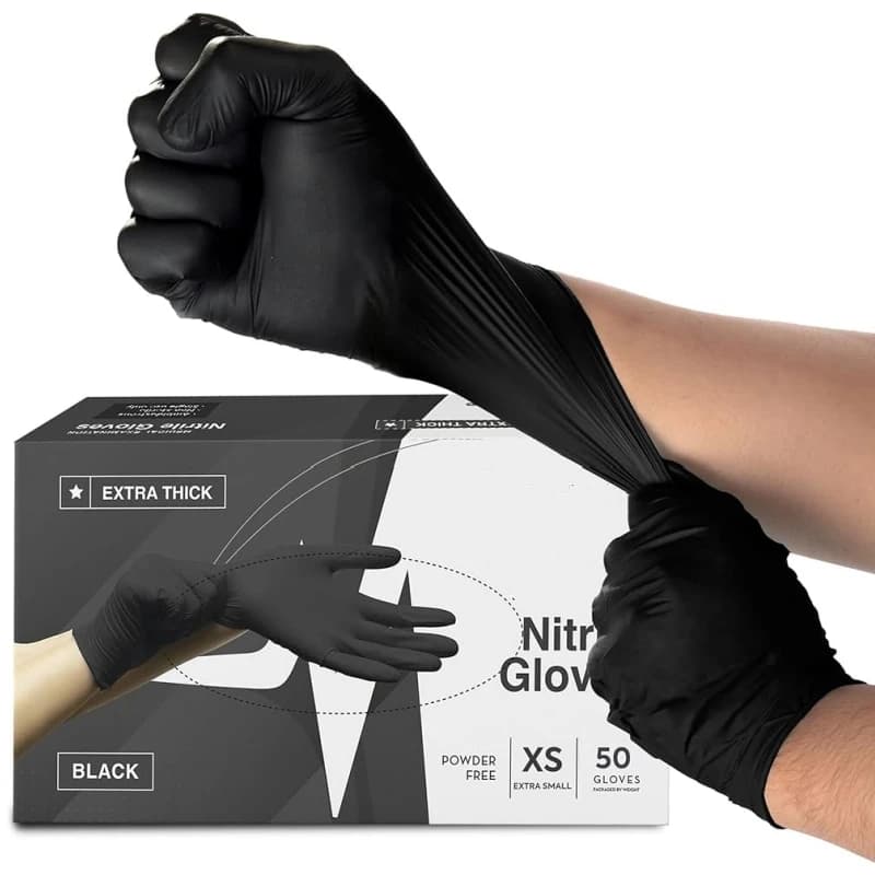 Guanti in nitrile nero Guanti monouso per la pulizia della casa Cucina Giardinaggio Lavoro Bellezza Salone per unghie Guanti per tatuaggi Lattice gratuito