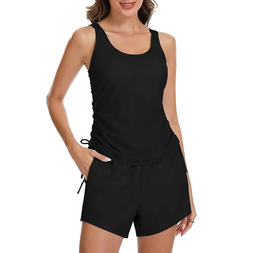 Costumi da bagno Tankini da donna con controllo pancia 2026, due pezzi, con pantaloncini, costumi da bagno modesti