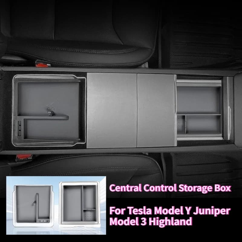 Scatola portaoggetti per controllo centrale per Tesla Model Y Juniper Model 3 Highland 2025 Scatola bracciolo Organizzatore portaoggetti Vassoio Accessori auto