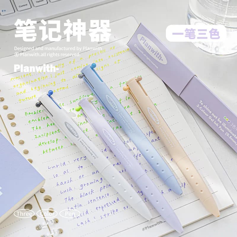 Kaco Kawaii penna Gel multifunzionale retrattile a 3 colori muslimah 0.5mm triangolare comoda impugnatura portapenne cancelleria