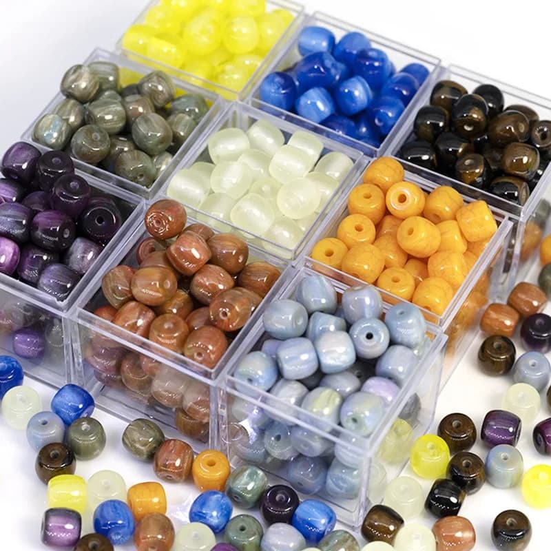 20pcs 8x7mm forma cilindrica resina lucida plastica allentata perline distanziatore lotto per gioielli che fanno risultati del braccialetto fai da te