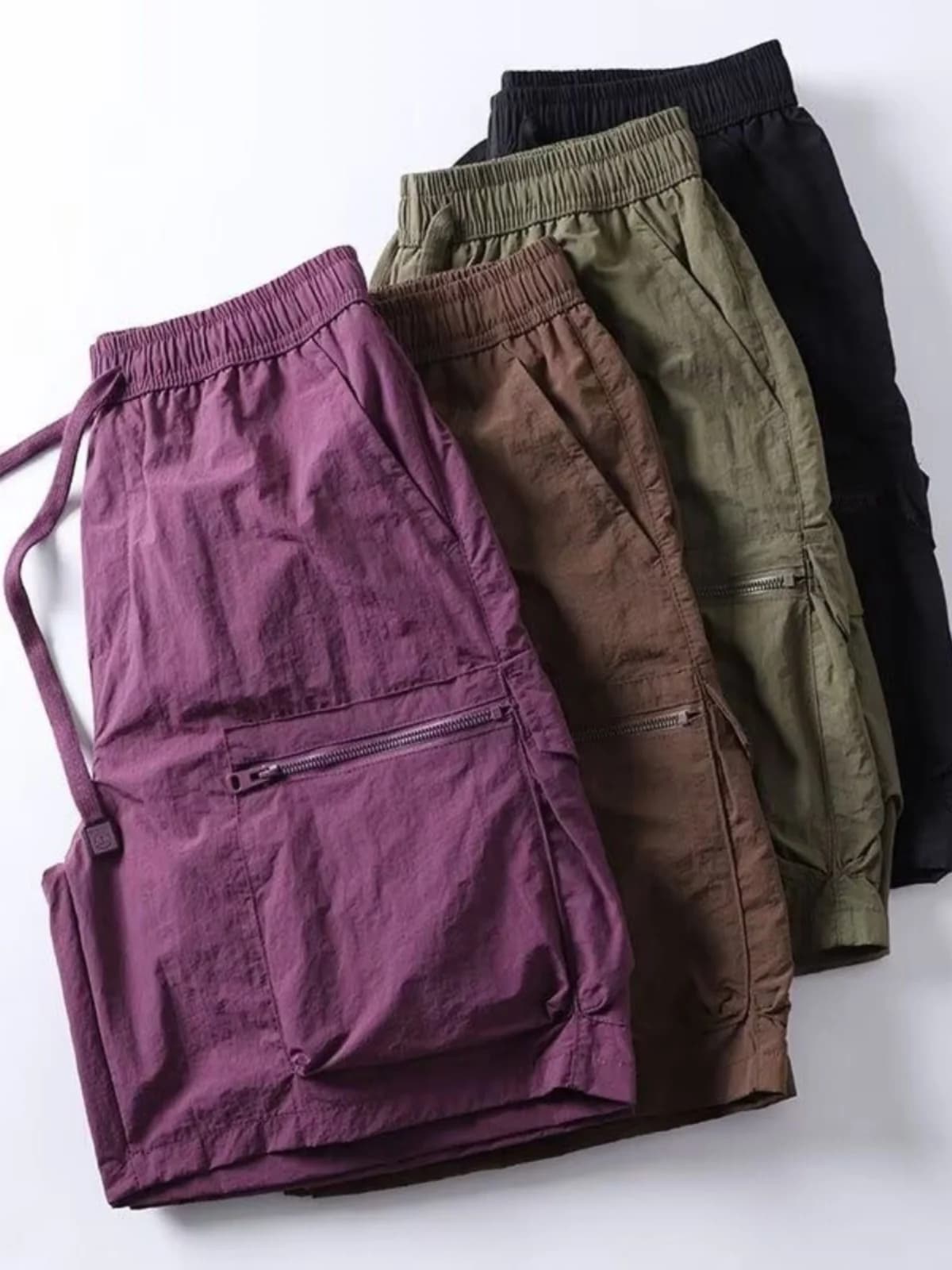 Pantaloncini da Lavoro in Seta Ghiaccio da Uomo, Estivi Sottili, Larghi, Multitasche, Gamba Dritta, Casual, Stile Americano, Asciugatura Rapida, Cinque Tasche