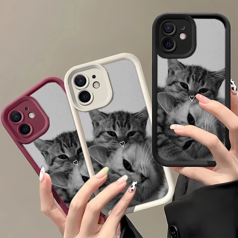 Cute Black Cat Soft TPU Phone Case For iPhone 16 15 14 Plus 13 12 11 Pro MAX Shockproof Silicone Phone Cover
