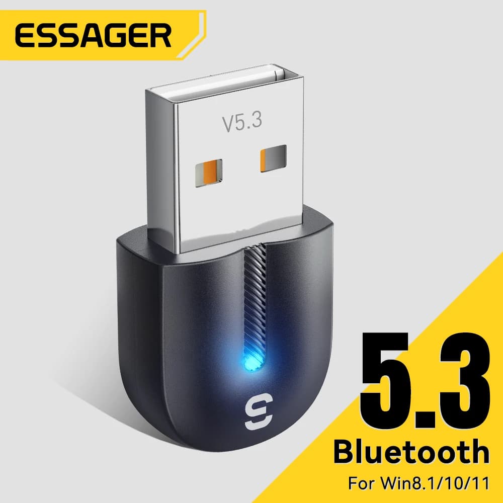 Essager USB Bluetooth 5.3 Adapter Aux Audio Receiver Transmitter For PC Speaker Laptop Soundbox Wireless Mouse USB Transmitter