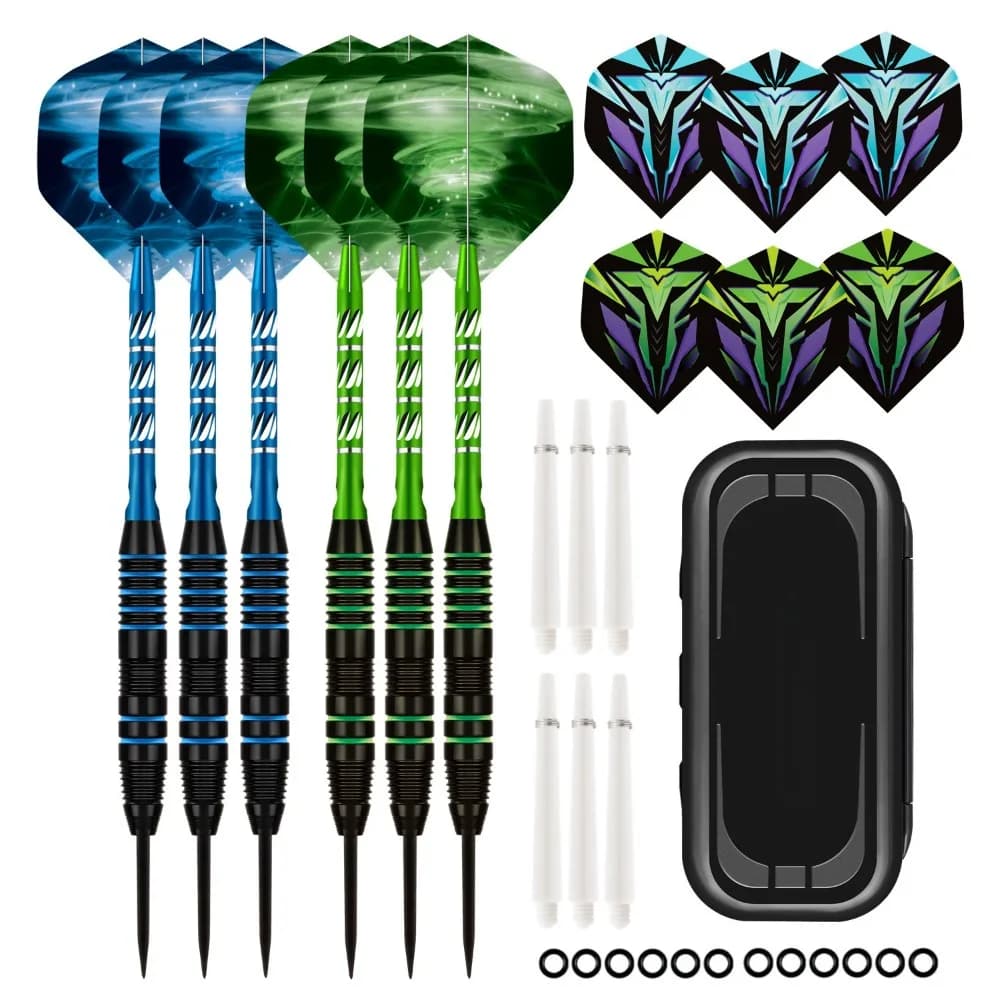 Aggiornato 6 pz/set Set di scatole regalo per freccette con ago in acciaio al tungsteno con mola per la competizione di giochi di freccette di alta qualità 22g
