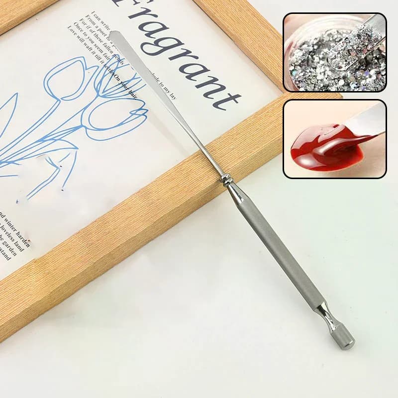 Strumenti per Crema, Arte delle Unghie, Ombretto, Asta per Mescolare, Spatola in Metallo Inossidabile per Gel, Accessori e Pigmenti per Unghie