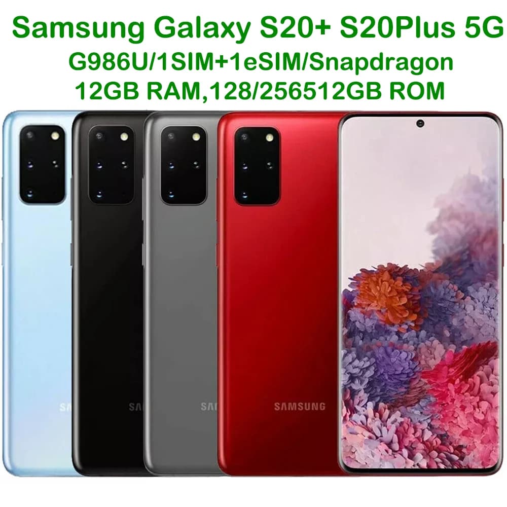 Samsung Galaxy S20Plus S20+5G Ricondizionato, Smartphone Android con Schermo da 6,7 Pollici, Quattro Fotocamere da 64MP, NFC, Batteria da 4500mAh, Versione USA