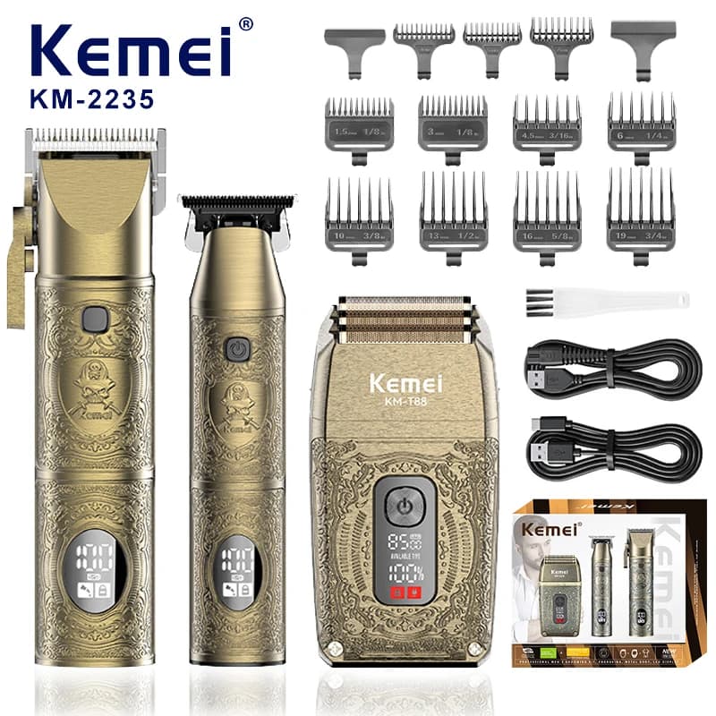 KEMEI Set Haircuts Barbiere Professional Metal Haircuts Electric Razor Haircuts Man Barba Grooming Set KM-2235