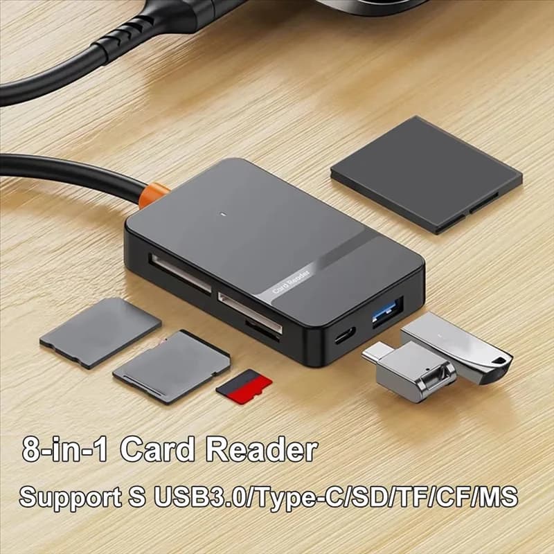 USB 3.0 Card Reader SD Micro-SD TF CF MS Compact Flash Card Adapter For Laptop PC Multi Card Reader 8 In 1 Card Reader