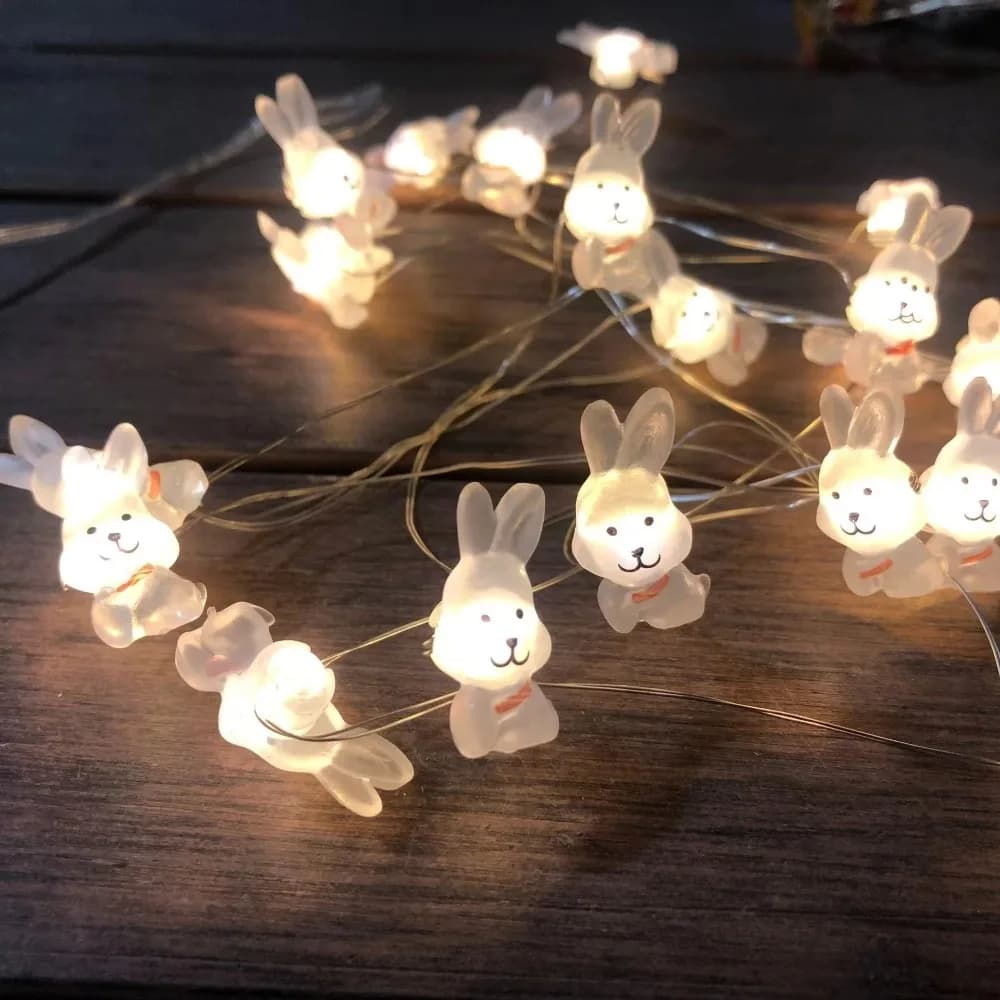 2M 20LED Coniglio LED String Light Carota Pulcino Uova Decorazione pasquale Fata Luce Ghirlanda Buona Pasqua Luci del fumetto Regalo per bambini