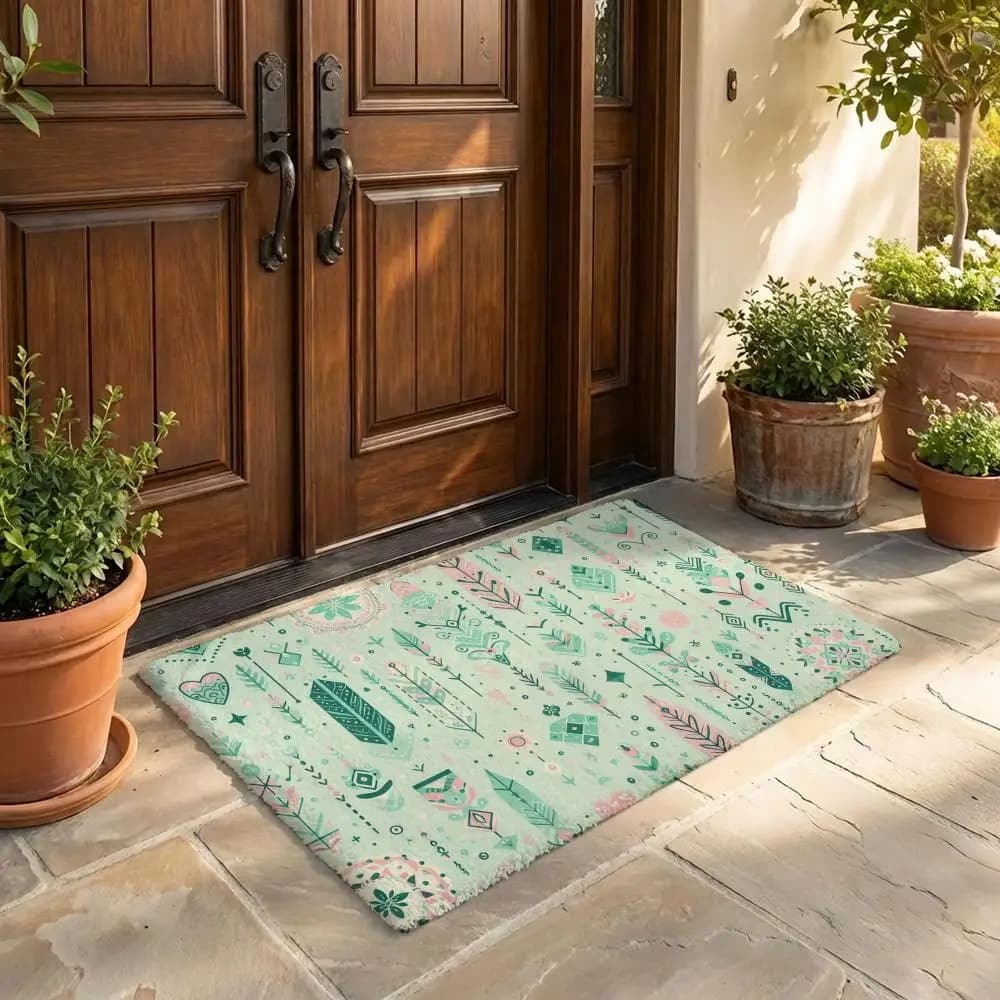 Tappetino con motivo Boho e piume, tappetino in flanella, antiscivolo, per camera da letto, soggiorno, decorazioni per la casa