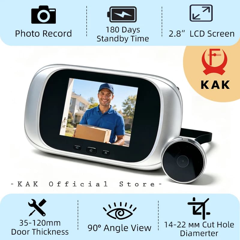 KAK 2.8" Digital Door Peephole Camera Apartment Front Door Smart Door Viewer Cat Eye Wide Angle Long Standby Time Door Camera