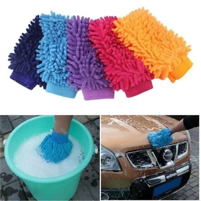 Guanti per lavaggio auto in morbida microfibra da 5 pezzi per una pulizia delicata senza graffi, colore casuale per la casa automobilistica