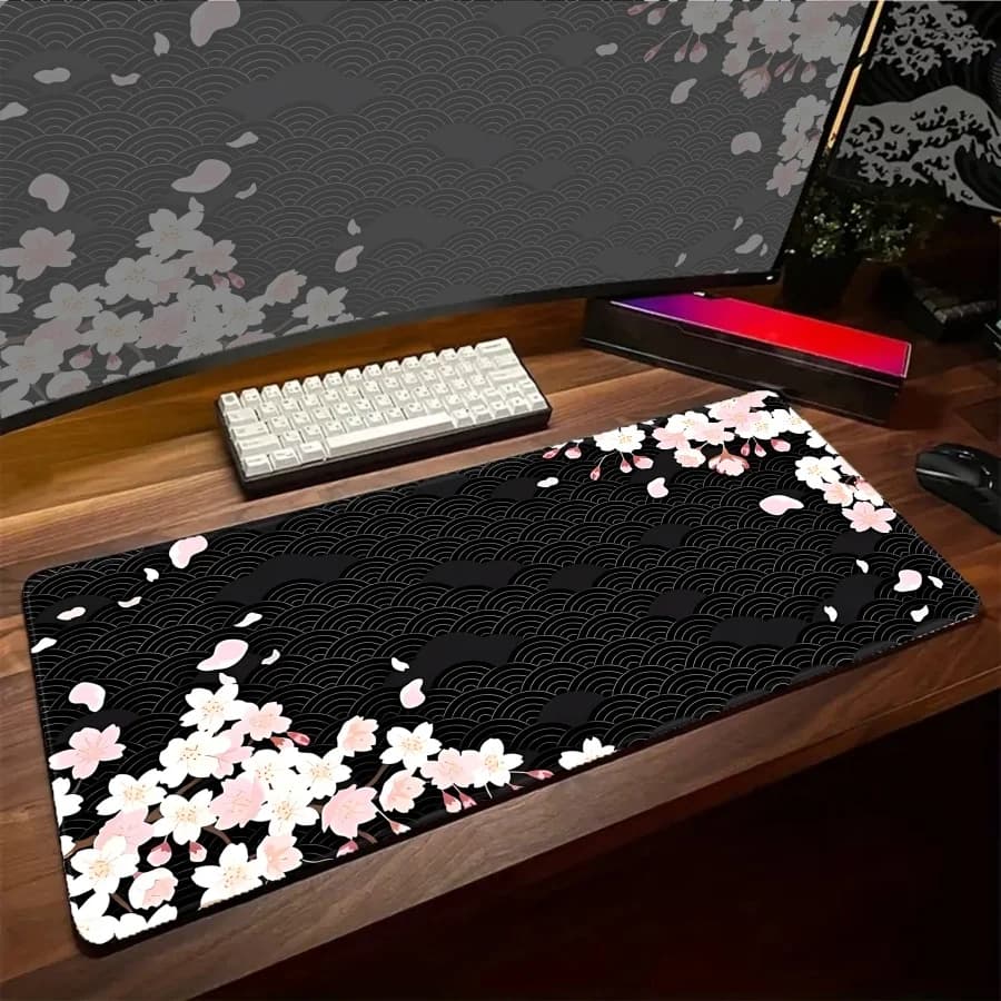 Large Sakura Mouse Pad Gaming Setup Accessories Mousepads Keyboard Gamer Rubber Stitched Edge Kawaii Big XXL Mouse Mat