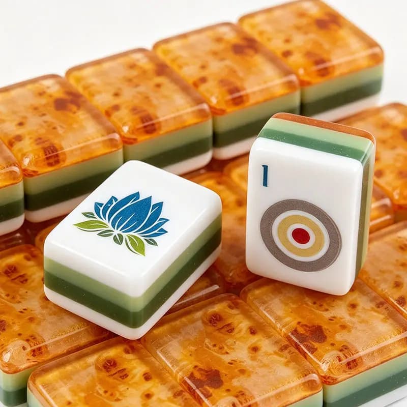 American Mahjong Set Wood Grain Acrylic Tiles 4 Layer Hand Shuffle Leisure